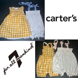 Bundle 12 Month Girl Carter‘s Se7en for All Mankind Dress Romper Gingham Bows